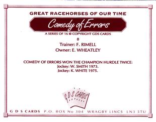 2000 GDS Cards Great Racehorses of Our Time #8 Comedy of Errors Back